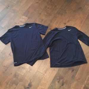 2 Black Nike Dr-Fit Shirts. 1 LS & 1 SS